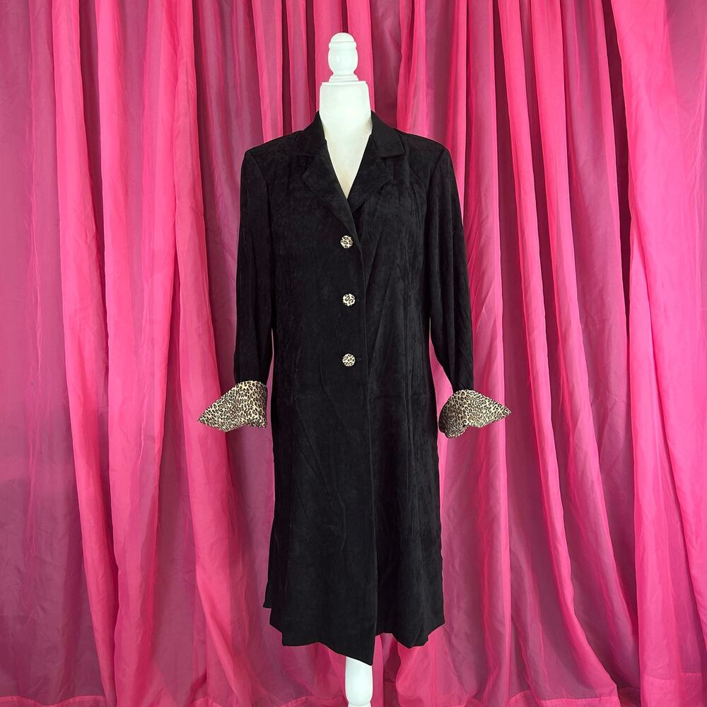 Vintage 80s Ultra Dress NY leopard button down long jacket, 16